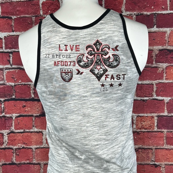 Affliction Men's Eagle Graphic Tank Top - Size: S/M/L/XL- Gray / Black - NWT - Picture 6 of 9